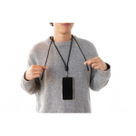 Recycled rPET mobile cable, USB-C, neck strap, 60W charging black colour