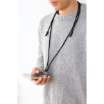 Recycled rPET mobile cable, USB-C, neck strap, 60W charging black colour