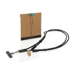 Recycled rPET mobile cable, USB-C, neck strap, 60W charging black colour
