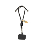 Adjustable recycled rPET wrist strap for mobile, secure hook black colour