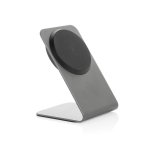 Premium recycled aluminium magnetic wireless charger, 15W grey colour