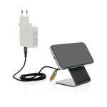 Premium recycled aluminium magnetic wireless charger, 15W grey colour