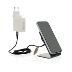 Premium recycled aluminium magnetic wireless charger, 15W grey colour