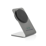 Premium recycled aluminium magnetic wireless charger, 15W grey colour