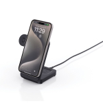 Recycled plastic magnetic wireless charger, 3-in-1, 15W black colour
