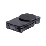 Recycled plastic magnetic wireless charger, 3-in-1, 15W black colour
