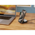 Recycled plastic magnetic wireless charger, 3-in-1, 15W black colour