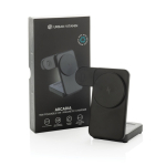Recycled plastic magnetic wireless charger, 3-in-1, 15W black colour