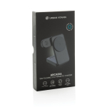 Recycled plastic magnetic wireless charger, 3-in-1, 15W black colour