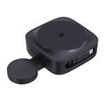 Magnetic wireless charger, 2-in-1, retractable USB-C cable, 15W black colour
