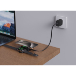 Magnetic wireless charger, 2-in-1, retractable USB-C cable, 15W black colour