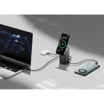 Durable aluminium power bank, colour HQ display, 15,000 mAh grey colour