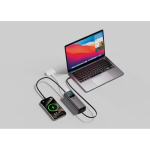 Aluminium power bank, multi-charging, HQ display, 20,000 mAh grey colour