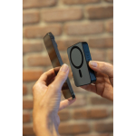 Recycled ABS pocket power bank, charge indicator, 10,000 mAh black colour