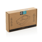 Recycled ABS pocket power bank, charge indicator, 10,000 mAh black colour