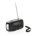 Recycled ABS multifunction emergency radio, hand crank, 1,800 mAh black colour