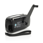 Recycled ABS multifunction emergency radio, hand crank, 1,800 mAh black colour
