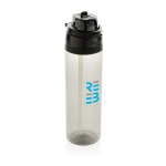 Lightweight recycled rPET bottle, dual leak-proof lid, 800ml black colour