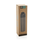 Lightweight recycled rPET bottle, dual leak-proof lid, 800ml black colour