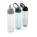 Lightweight recycled rPET bottle, dual leak-proof lid, 800ml blue colour