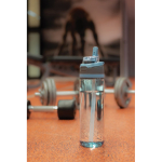 Lightweight recycled rPET bottle, dual leak-proof lid, 800ml blue colour