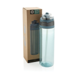 Lightweight recycled rPET bottle, dual leak-proof lid, 800ml blue colour