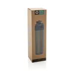 Lightweight recycled rPET bottle, dual leak-proof lid, 800ml blue colour