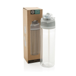 Lightweight recycled rPET bottle, dual leak-proof lid, 800ml white colour