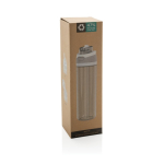 Lightweight recycled rPET bottle, dual leak-proof lid, 800ml white colour