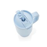 Recycled stainless steel thermal tumbler, straw, handle, 480ml blue colour