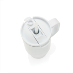 Recycled stainless steel thermal tumbler, straw, handle, 480ml white colour