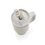 Recycled stainless steel thermal tumbler, straw, handle, 480ml grey colour