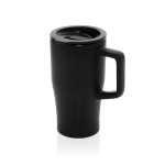 Premium ceramic mug, ergonomic handle, anti-drip lid, 490ml black colour