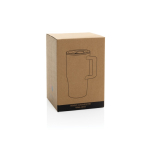 Premium ceramic mug, ergonomic handle, anti-drip lid, 490ml black colour