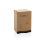 Premium ceramic mug, ergonomic handle, anti-drip lid, 490ml red colour