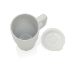 Premium ceramic mug, ergonomic handle, anti-drip lid, 490ml white colour