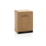 Premium ceramic mug, ergonomic handle, anti-drip lid, 490ml white colour