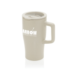Premium ceramic mug, ergonomic handle, anti-drip lid, 490ml grey colour
