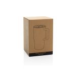 Premium ceramic mug, ergonomic handle, anti-drip lid, 490ml grey colour
