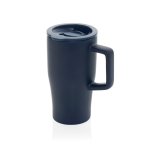 Premium ceramic mug, ergonomic handle, anti-drip lid, 490ml navy-blue colour