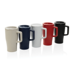 Premium ceramic mug, ergonomic handle, anti-drip lid, 490ml navy-blue colour