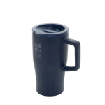 Premium ceramic mug, ergonomic handle, anti-drip lid, 490ml navy-blue colour
