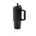 Recycled stainless steel tumbler, flip spout, screw lid, 900ml black colour