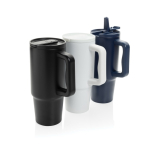Recycled stainless steel tumbler, flip spout, screw lid, 900ml black colour