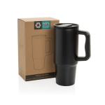 Recycled stainless steel tumbler, flip spout, screw lid, 900ml black colour