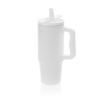 Recycled stainless steel tumbler, flip spout, screw lid, 900ml white colour