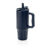 Recycled stainless steel tumbler, flip spout, screw lid, 900ml navy-blue colour