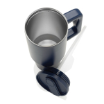 Recycled stainless steel tumbler, flip spout, screw lid, 900ml navy-blue colour