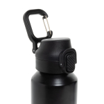 Recycled stainless steel sports bottle, lockable leak-proof lid, 600ml black colour