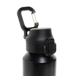 Recycled stainless steel sports bottle, lockable leak-proof lid, 600ml black colour